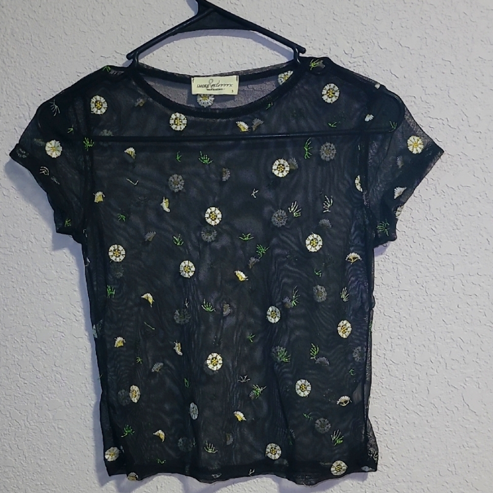 Smoke&Mirrors Sheer Black Floral Top